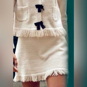 ZARA Knit Cream Mini Skirt - Size L - NEW